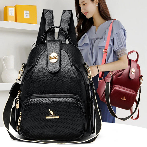 New Women Large Capacity Backpack Purses High Quality Leather School Bags