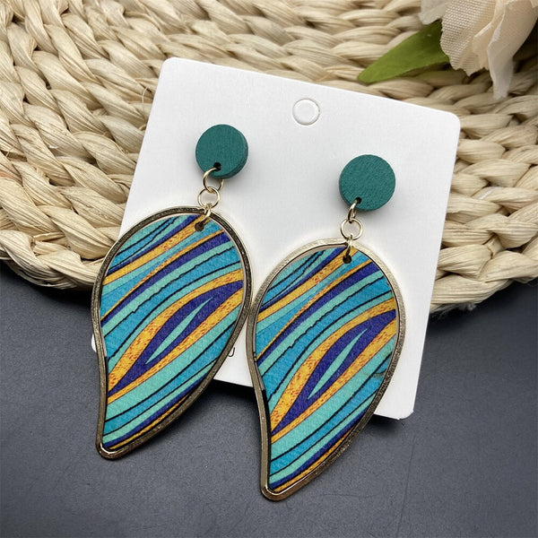 Vintage Bohemian Colorful Printed Teardrop Earrings for Women