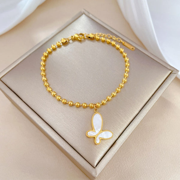 Gold Plated Gorgeous Geoemtric Butterfly  Pendant Bracelet For Women