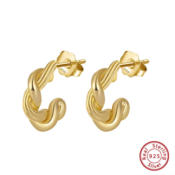 S925 Sterling Silver High Quality Original Stud Earrings Small Twisted Earrings