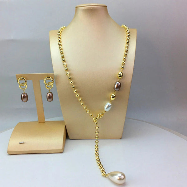 Dubai Fine Jewelry Long Chain with Earrings for Women