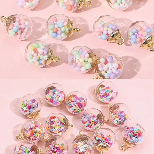 20pcs Colorful Sequins Star Sequins Round Ball Glass Ball Pendant DIY Handmade Ear Studs Earrings