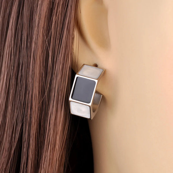 Thick Stainless Steel Chunky Huggie Earrings For Women