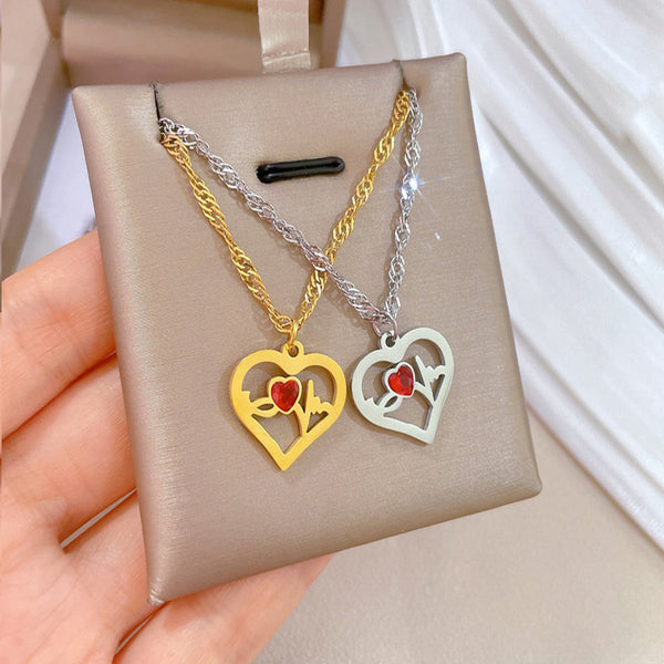 Gold Plated Temperament Hollow Beating Heart Pendant Neckalce For Women