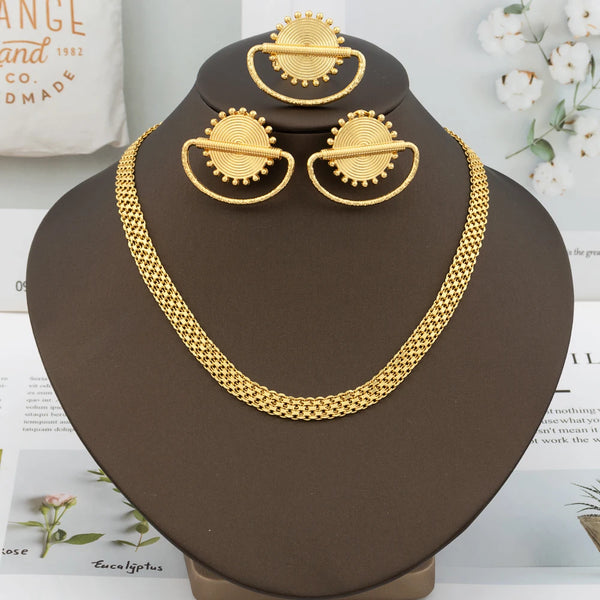 African Indian Gold Plated Earrings Necklace Set for Women