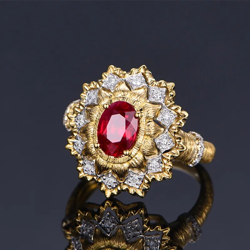 Vintage Luxury Designer Artificial Ruby Rings For Women