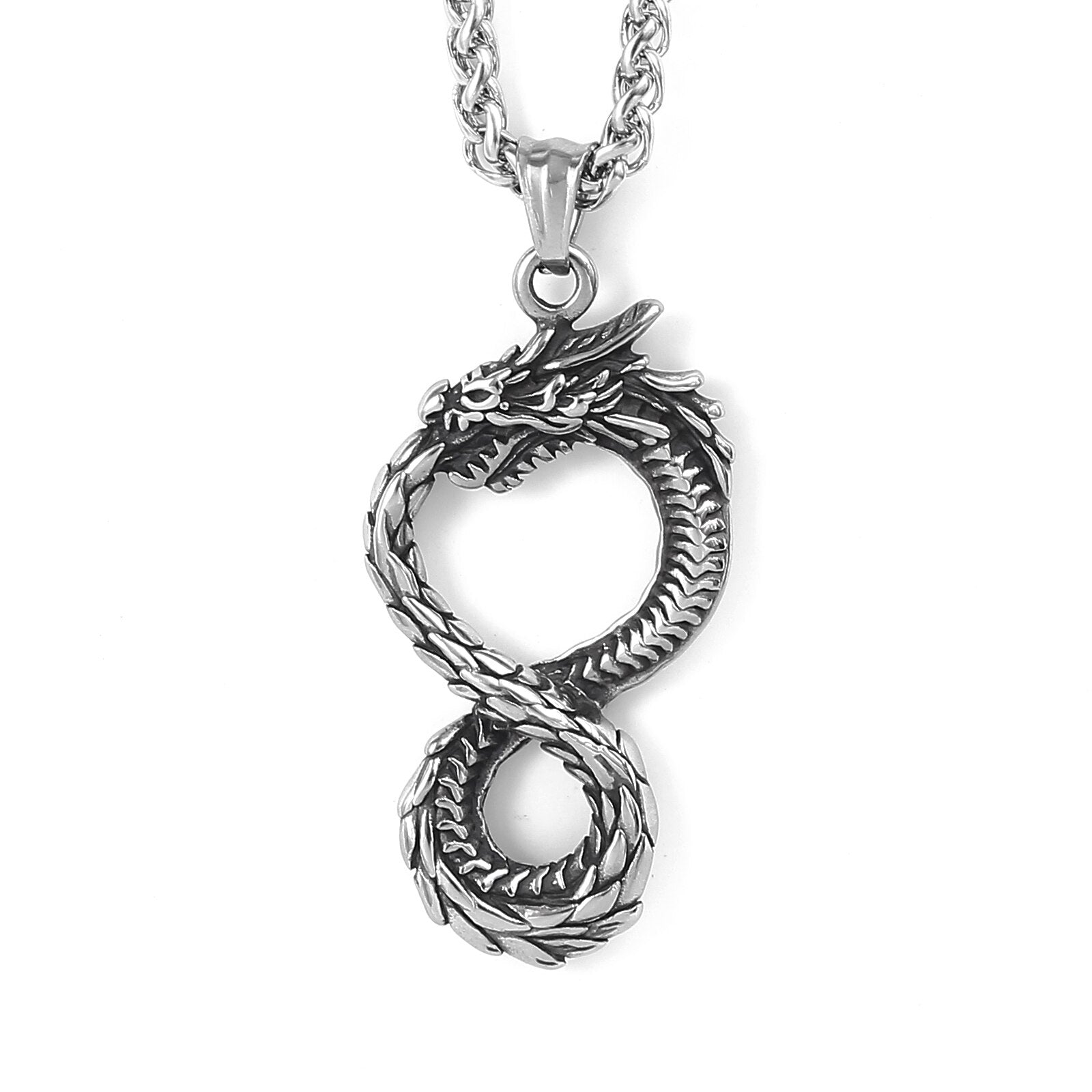 Stainless Steel Viking Jewelry Norse Mythology Giant Snake Jormungandr Amulet Necklace