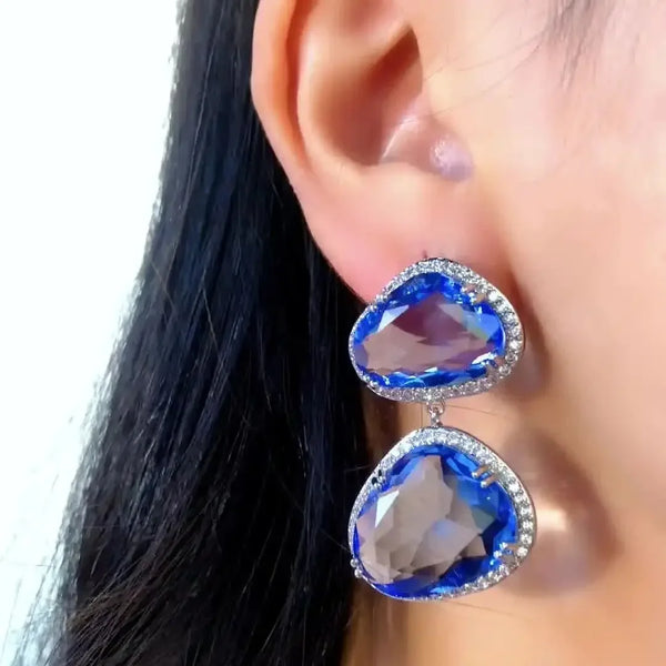 New Trendy Shiny Clear Crystal Earrings for Women Girl