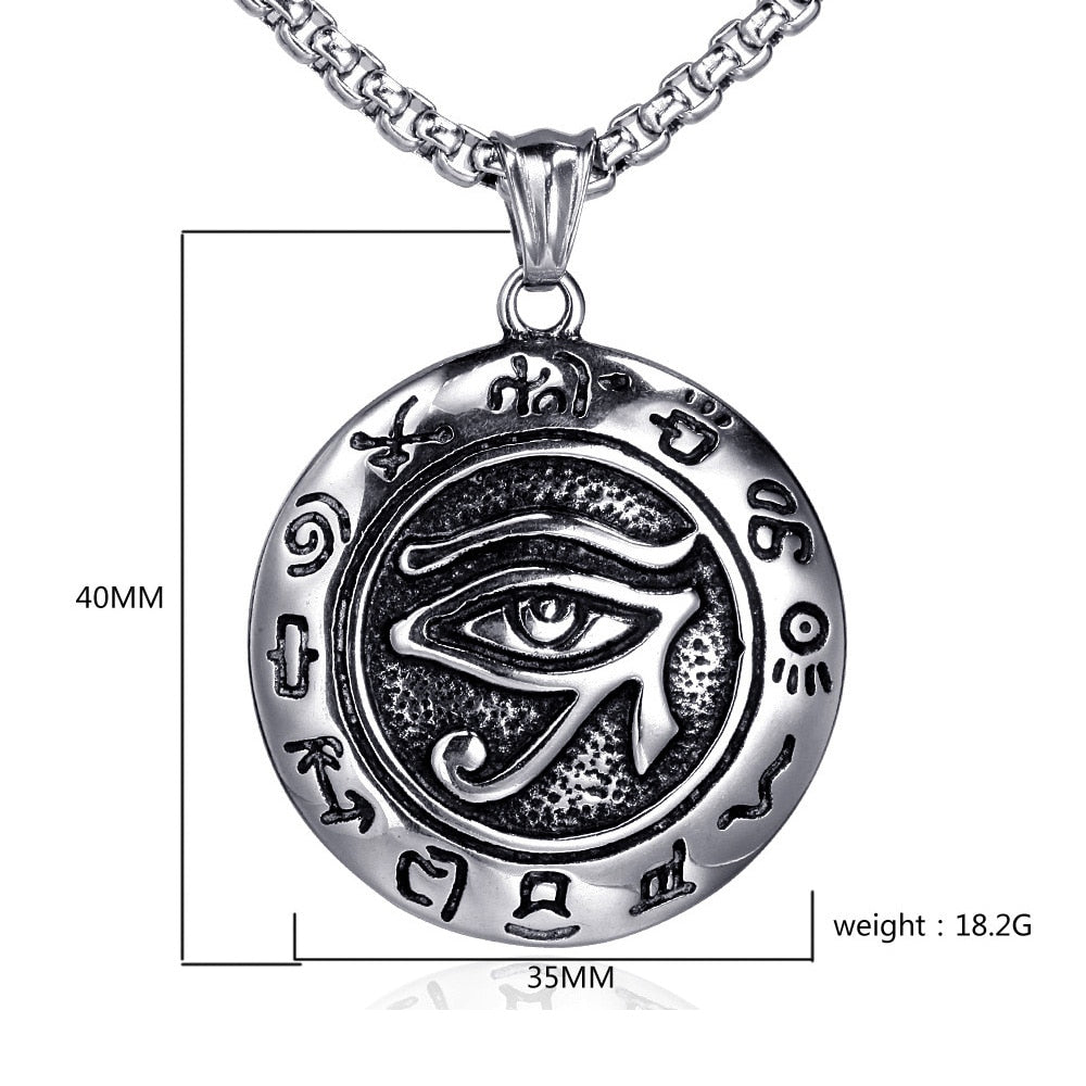 Vintage Men's Egyptian Eye of Horus Pendant Necklace