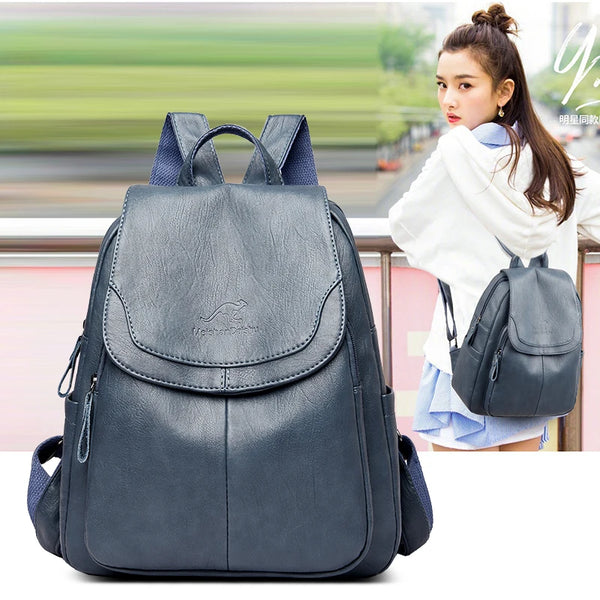 Women Large Capacity Backpack High Quality Leather Female Vintage Bag School Bags