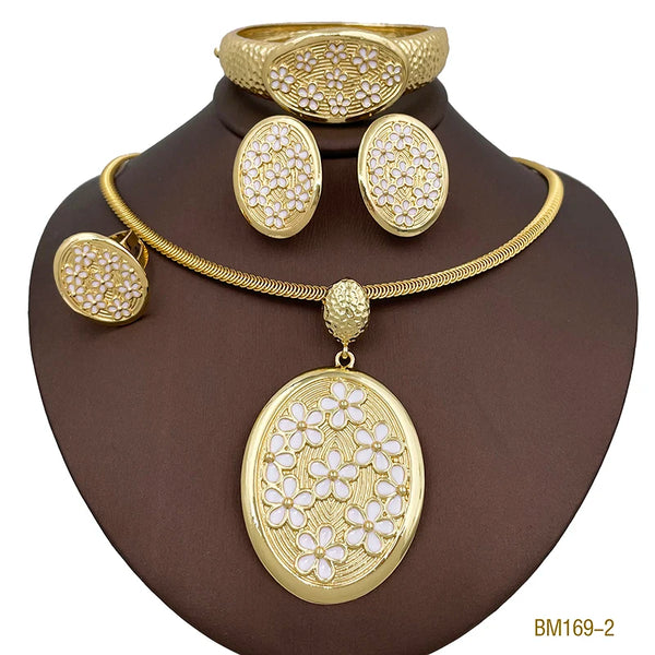 Luxury Necklace Earring Bangle Ring Set For Wedding Party Gift Jewelry Set