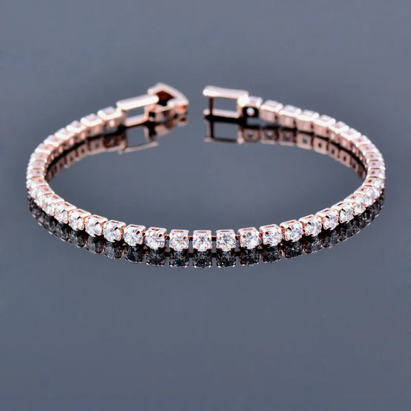 Tennis Bracelet with Shinning AAA Cubic Zirconia Rose Gold Silver Color Bracelets for Women