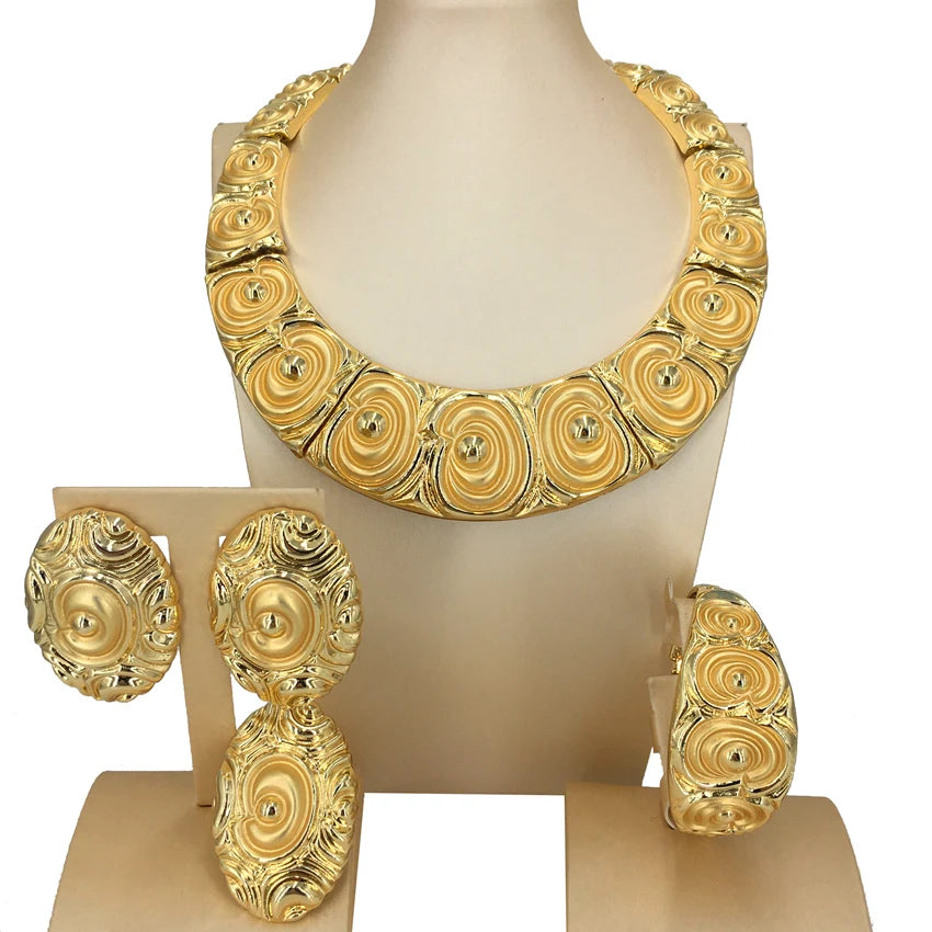 Big Italian Gold Plated Jewelry Brazilian Gold Jewelry Sets For African Women