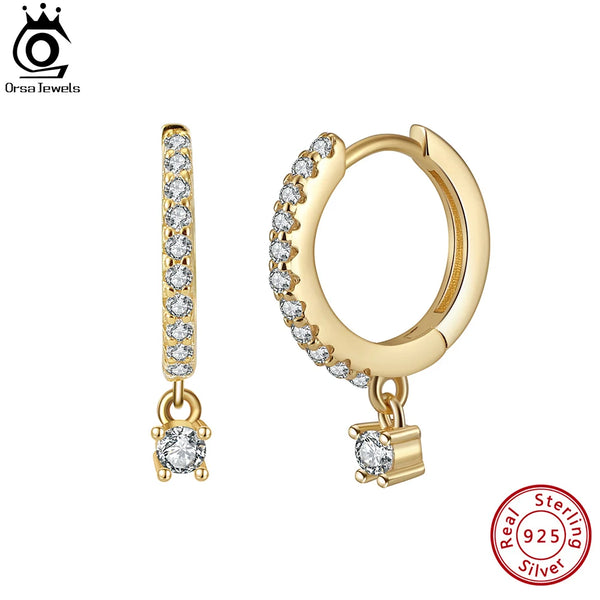 Elegant 5A Clear Cubic Zirconia Hoop Earrings