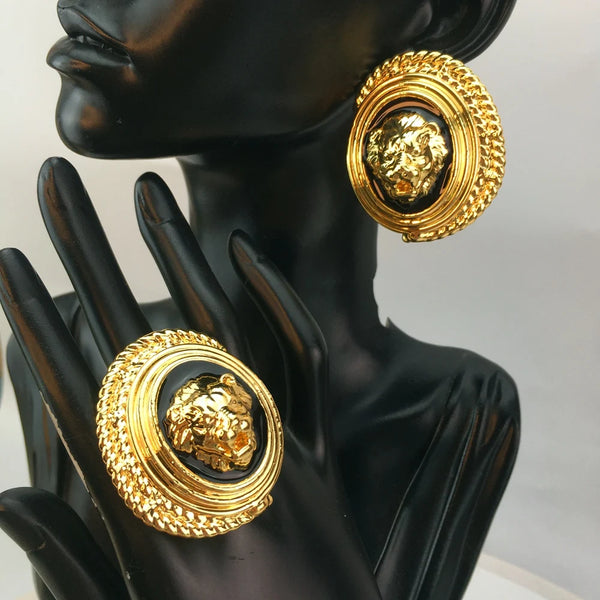 Big Fashion Earrings with Ring Sets Light Weight Jewelry for Women