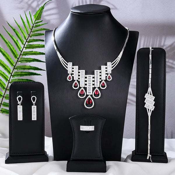 Luxury Shiny Blingbling Necklace Bracelet Earrings Ring For Women