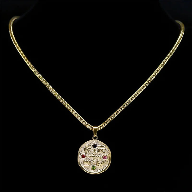 IC XC NI KA Jesus Christ Necklace Stainless Steel Gold Color Eastern Orthodox Cross Necklaces for Women