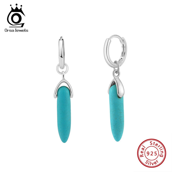 Natural Turquoise Pendant Earrings S925 Silver for Fashion Dangle Earring