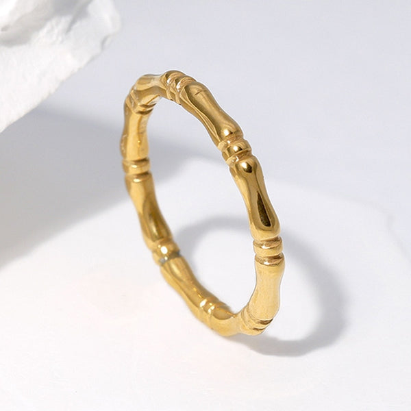 Gold Silver Color MInimalist Metal Bamboo Ring For Women