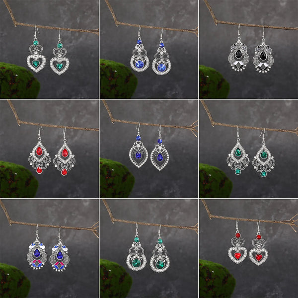 Fashion French Elegant Blue Red Crystal Women Earrings