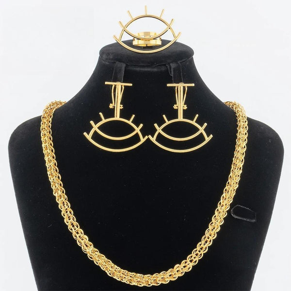 Gold Color Jewelry Sets Eye Shape Earrings for Women