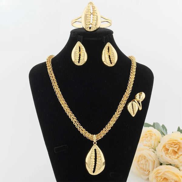 4PCS Jewelry Set for Women Shell Pendant with 60cm Chain