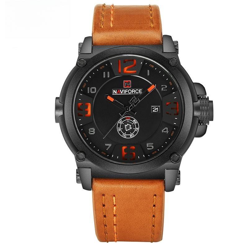 Mens Watches Top Brand Luxury Sports Quartz Watch Leather Strap Clock