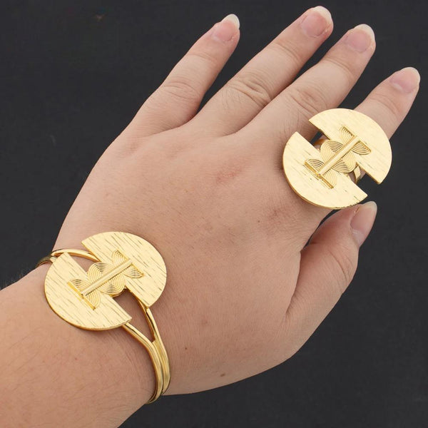 Italy Luxury Gold Plated Bracelet Ring for Women