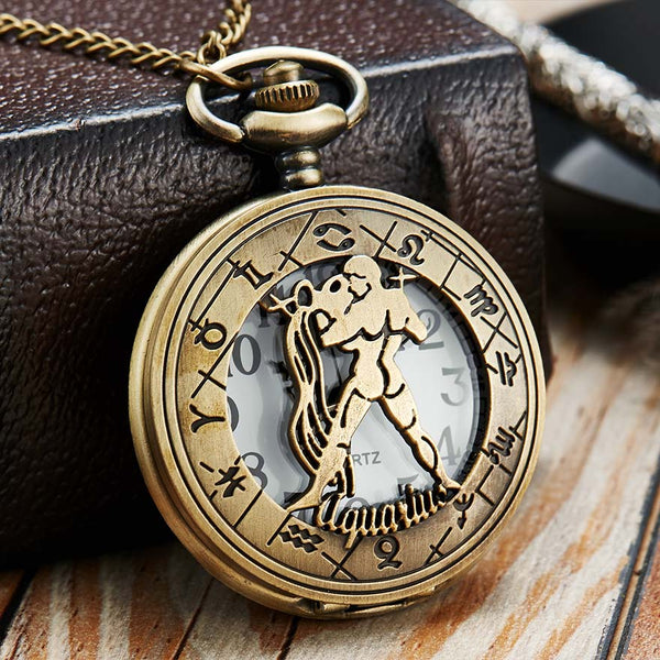 12 Constellation Retro Pocket Watch