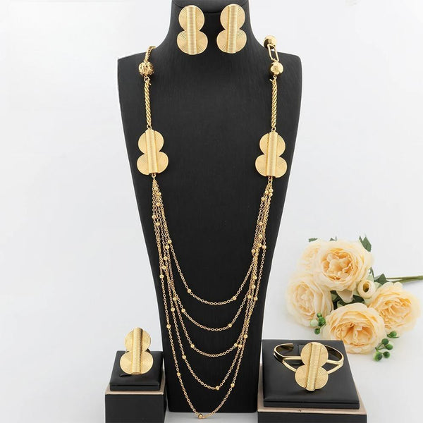 Five Layers Long Necklace Trendy For Women Jewelry Set