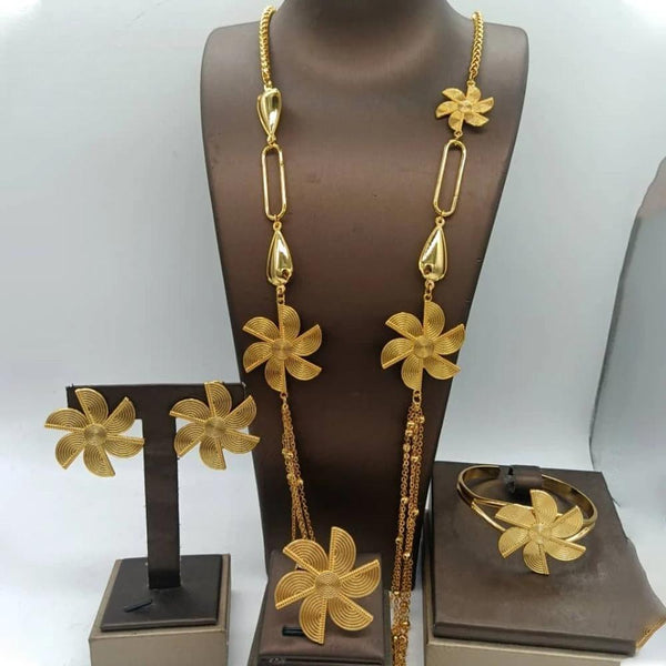 Long Chain Earrings Fashion Dubai Gold Color Jewelry Set for Women