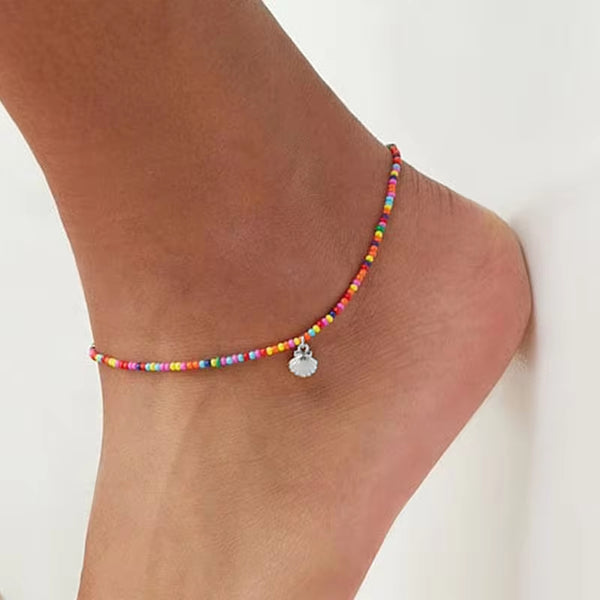 Boho Ocean Beach Sea Shell Cowrie Ankle