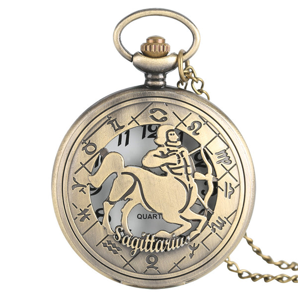 12 Constellation Astrology Zodiac Retro Pocket Watch