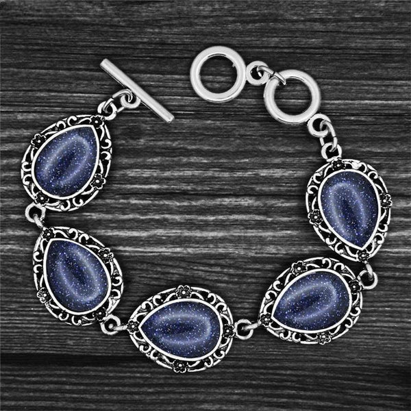 Vintage Water Drop Natural Amethysts Quartz Bracelet For Women