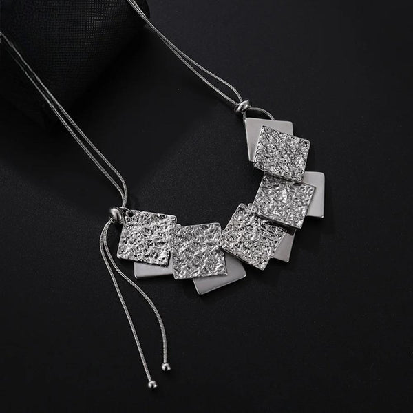 New Trendy Silver Color Square Necklace for Women