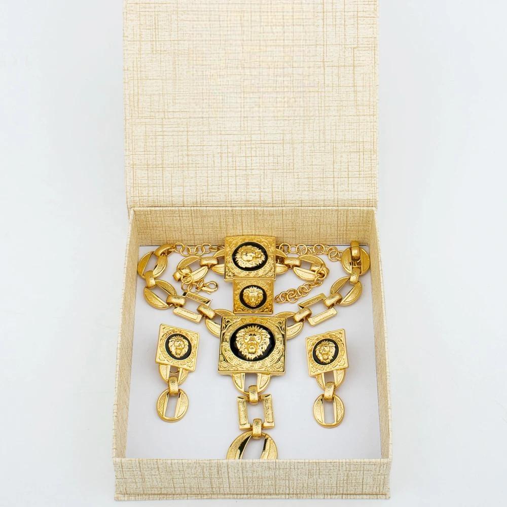 Fashion Women Gold Plated Necklace Bangle Jewelry Set