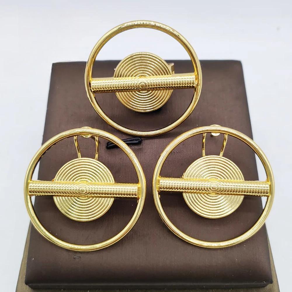 Gold Color Jewelry Sets For Women Geometry Earring Ring