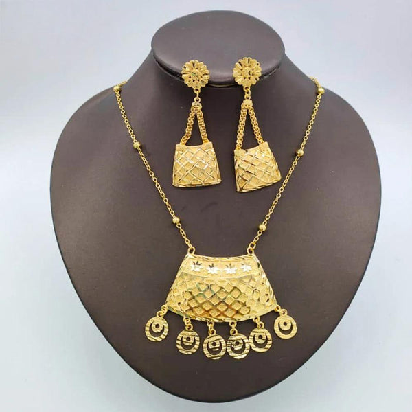 Dubai Indian Women Drop Earrings Necklace Design Jewelry Set