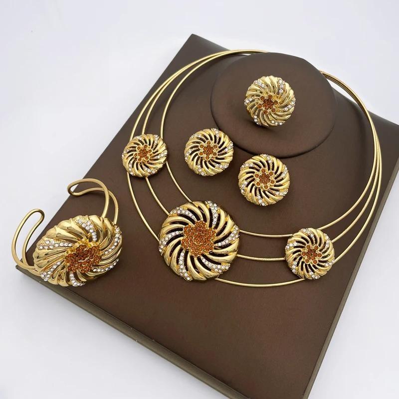 Italian Gold Plated Jewelry Sets Fashion Jewelry Necklace Earrings Sets For Women