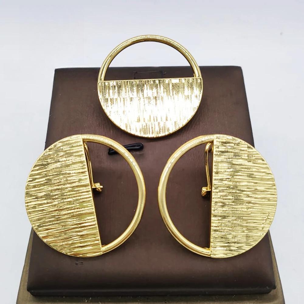 Gold Color Jewelry Sets For Women Geometry Earring Ring