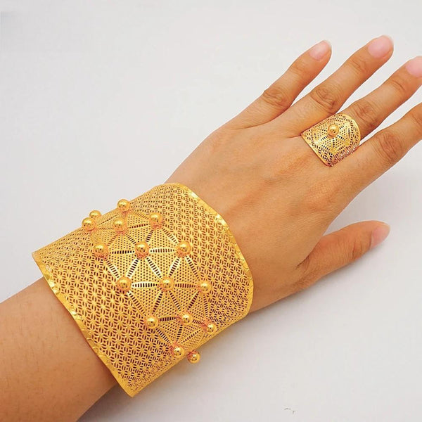 Dubai Gold Color Bangles Ring For Female Middle East Bracelets