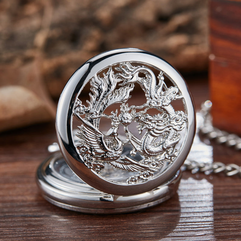 Retro Mechanical  Dragon Play Ball Steampunk Skeleton Pocket Watch