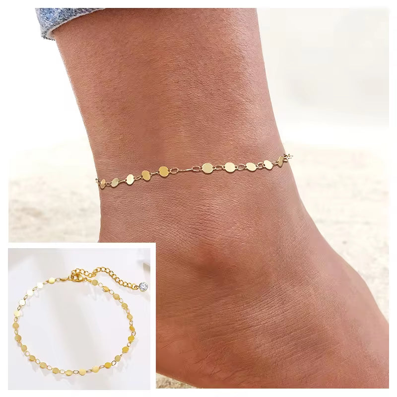 Stainless Steel Curb Cuban Chain Link Ankle  Women