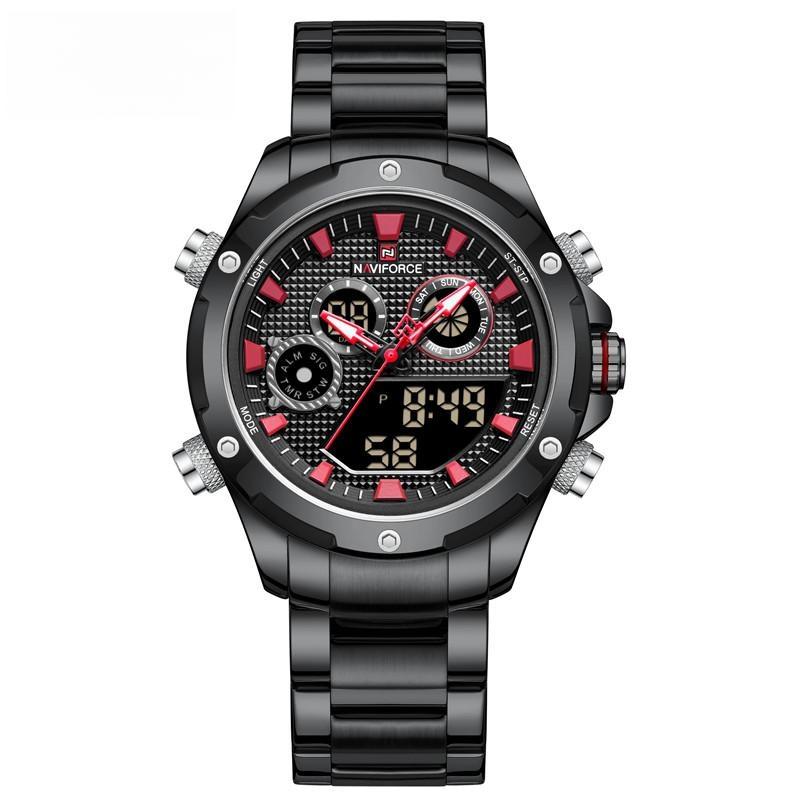 Men Watch Sport Military Stainless Steel Quartz Male Wristwatch Digital Waterproof Clock