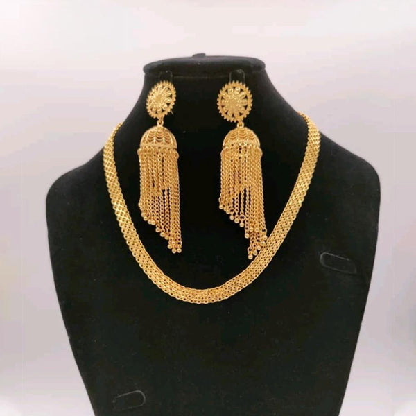 Fashion Dubai Jewelry Set Gold Color Stud Earrings Chain Necklace