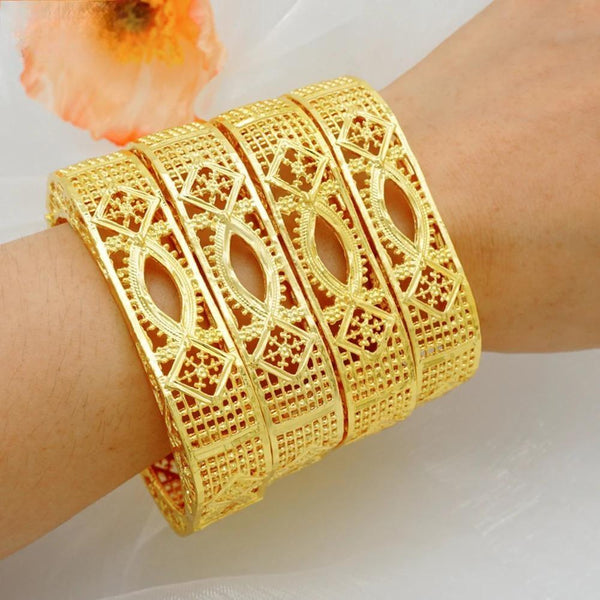 4pcs/Lot Bangles Dubai Gold Color Bracelet For African Women Bangles