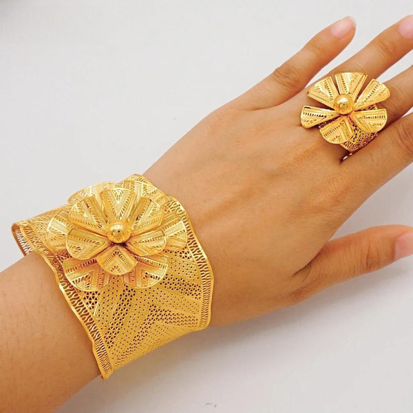 Dubai Gold Color Bangle&Ring For Women