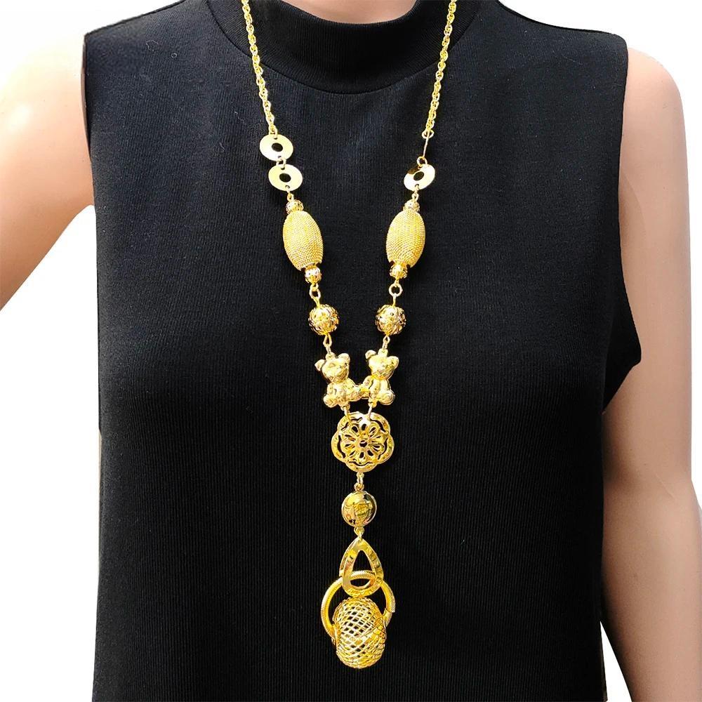 Fashion Gold Color Long Necklace For Women Long Chain Pendants Necklaces