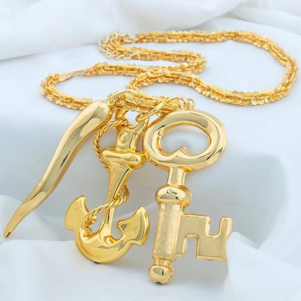 60CM Necklaces For Women Men Gold Plated Copper Jewelry Chain