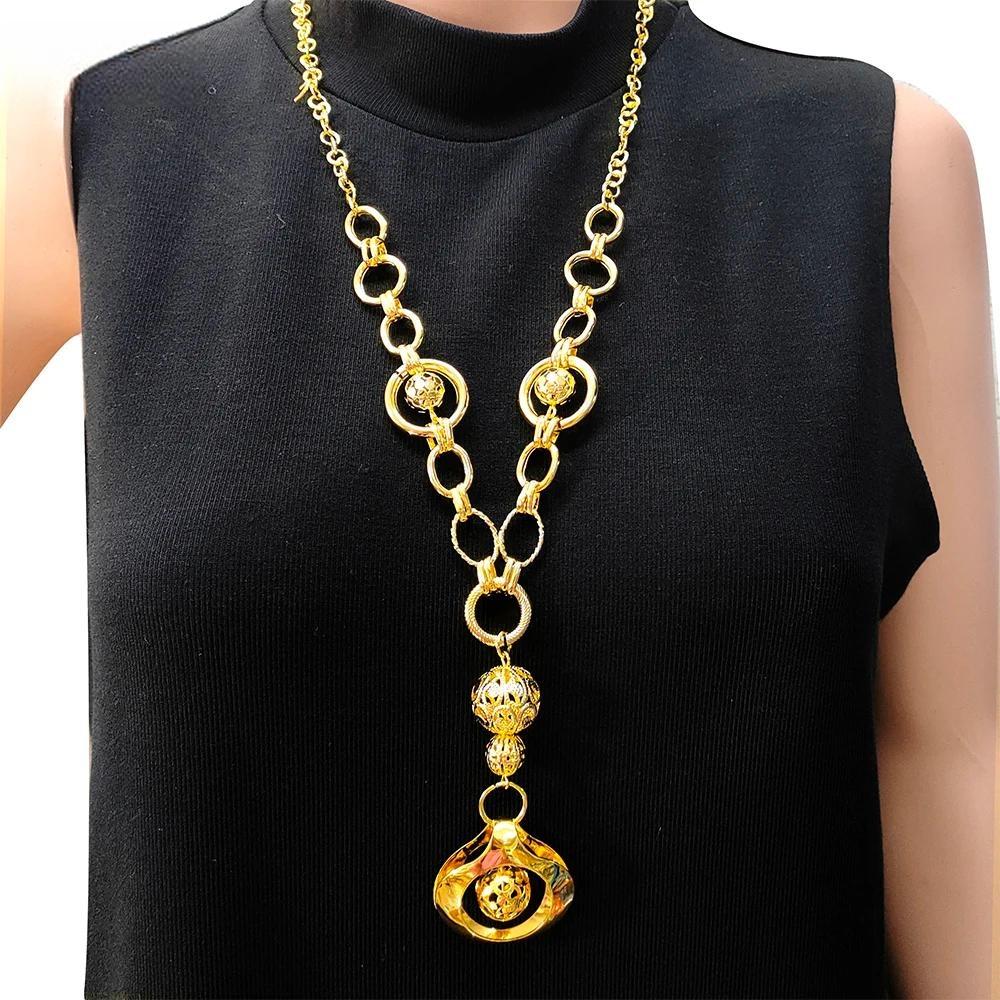 Fashion Gold Color Long Necklace For Women Long Chain Pendants Necklaces